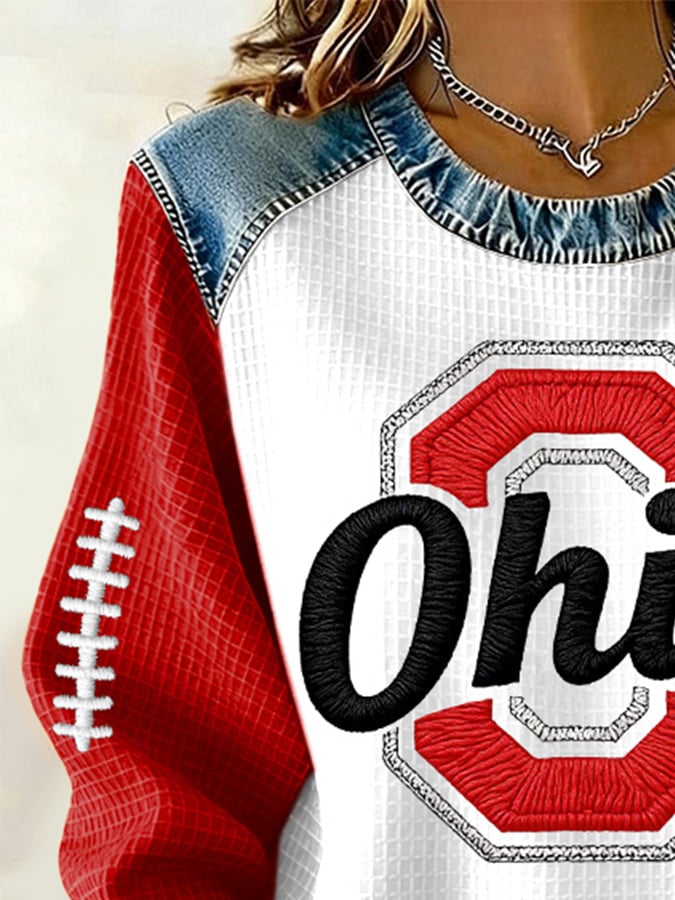 Women's Football Print Casual Sweatshirt