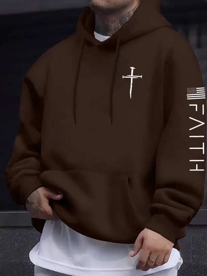 🔥Buy 3 Get 15% Off🔥Men's Faith Cross Print Hoodie