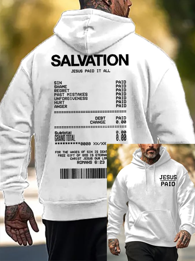 Men's Salvation Jesus Paid It All Faith Print Sweatshirt