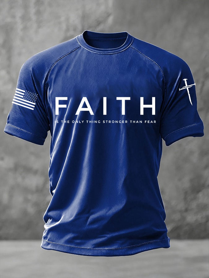 Men's Faith Cross Printed Casual T-Shirt