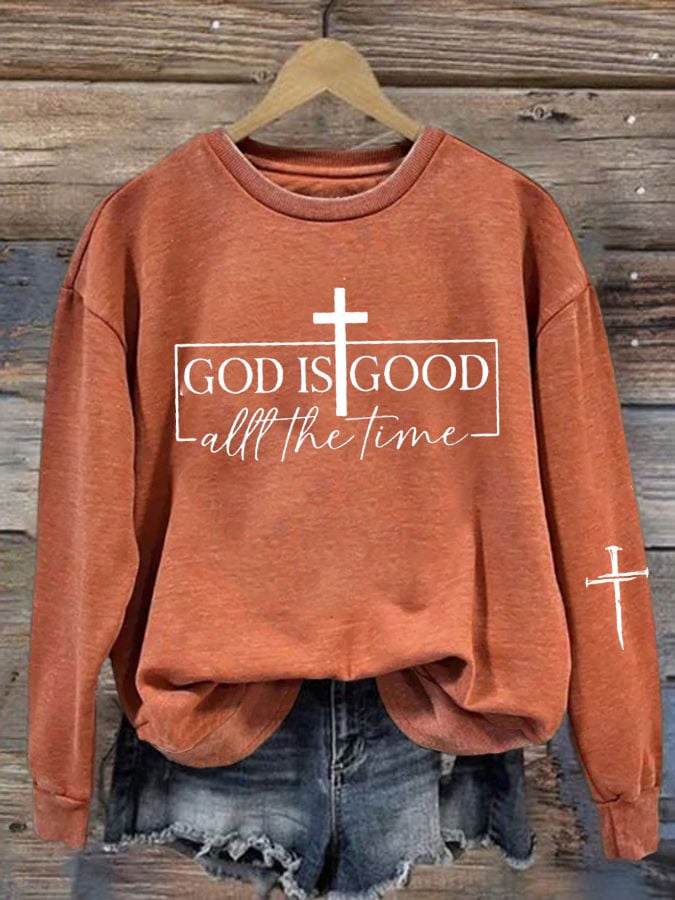 Women'S God is Good All the Time Print Sweatshirt
