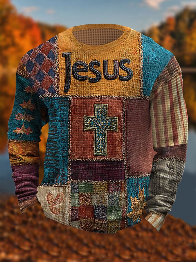 🔥Buy 3 Get 15% Off🔥Men's Faith Print Long Sleeve Top