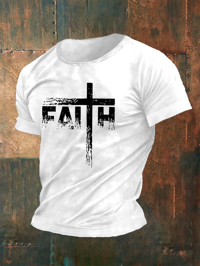 🔥Buy 3 Get 15% Off🔥Men's Faith Cross Print Classic T-shirt