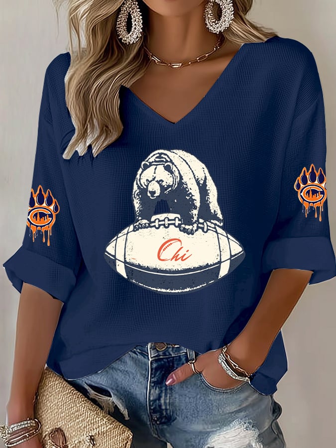 Women's Football print waffle T-shirt