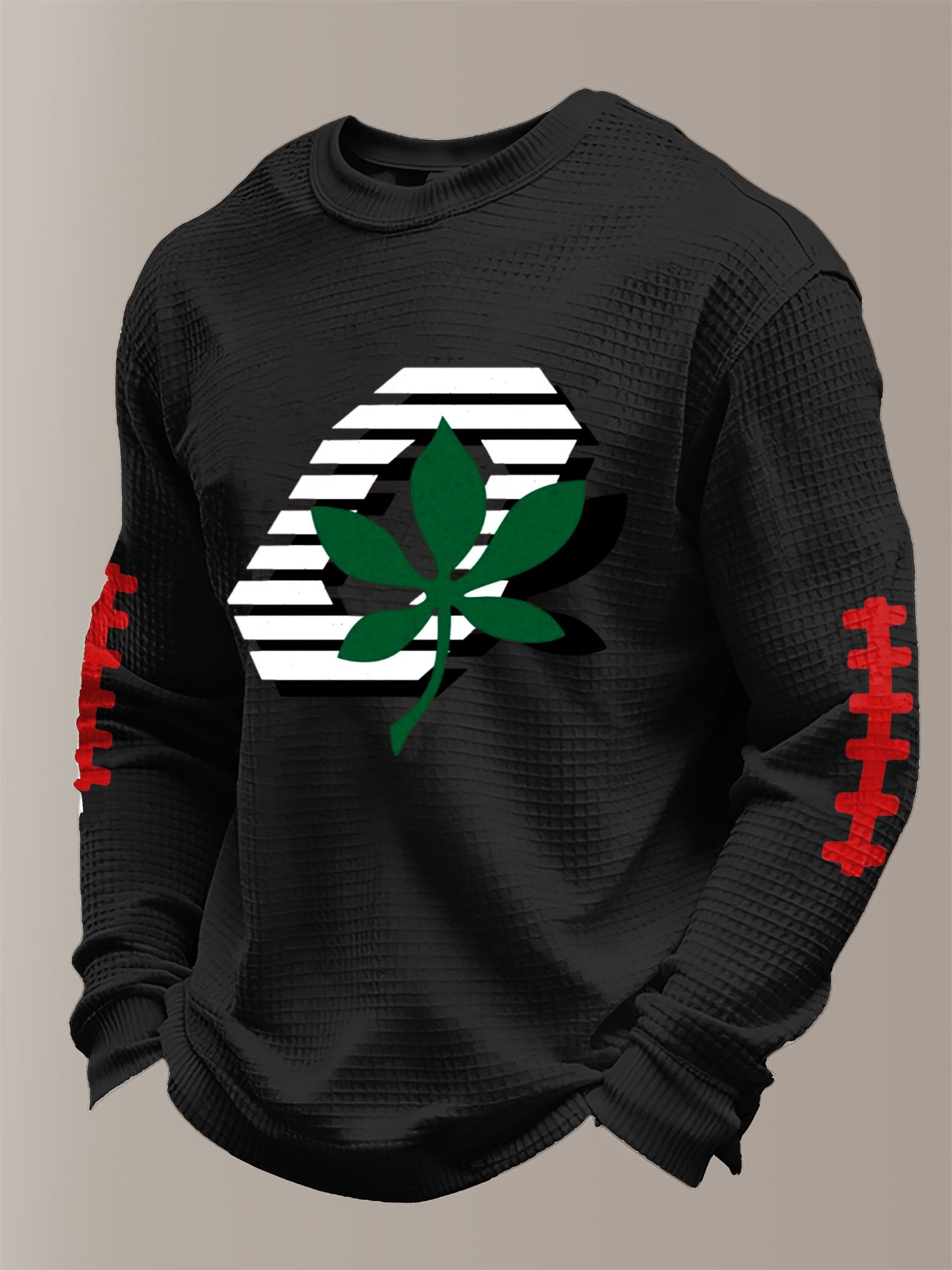 Men's hockey waffle fabric long-sleeved T-shirt