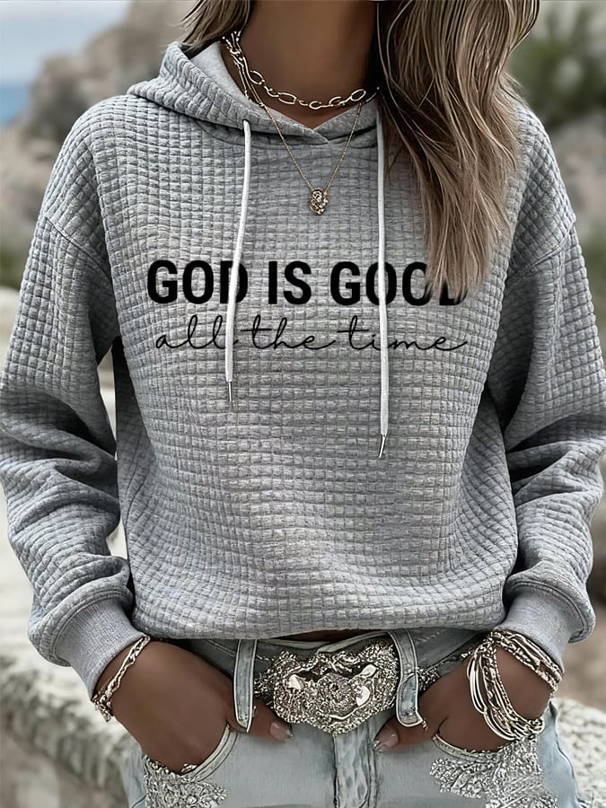 Women's God is Good All The Time Print Casual Hoodie