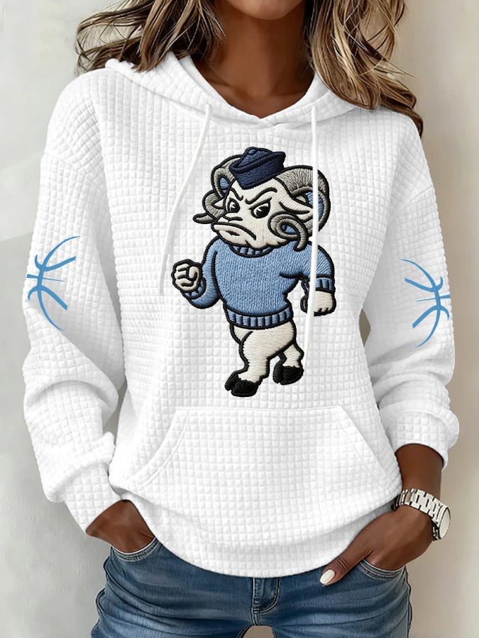 Women's basketball print waffle hoodie