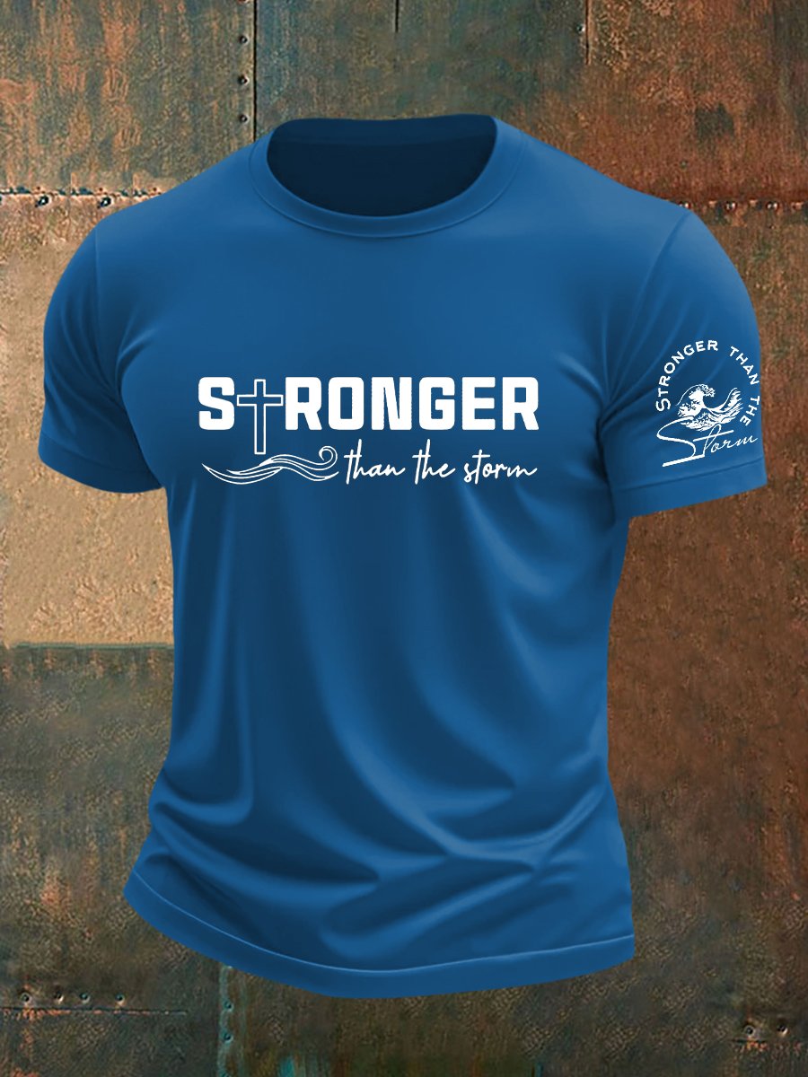 🔥Buy 3 Get 15% Off🔥Men's Stronger than the Storm Cross Print Short Sleeve Tee