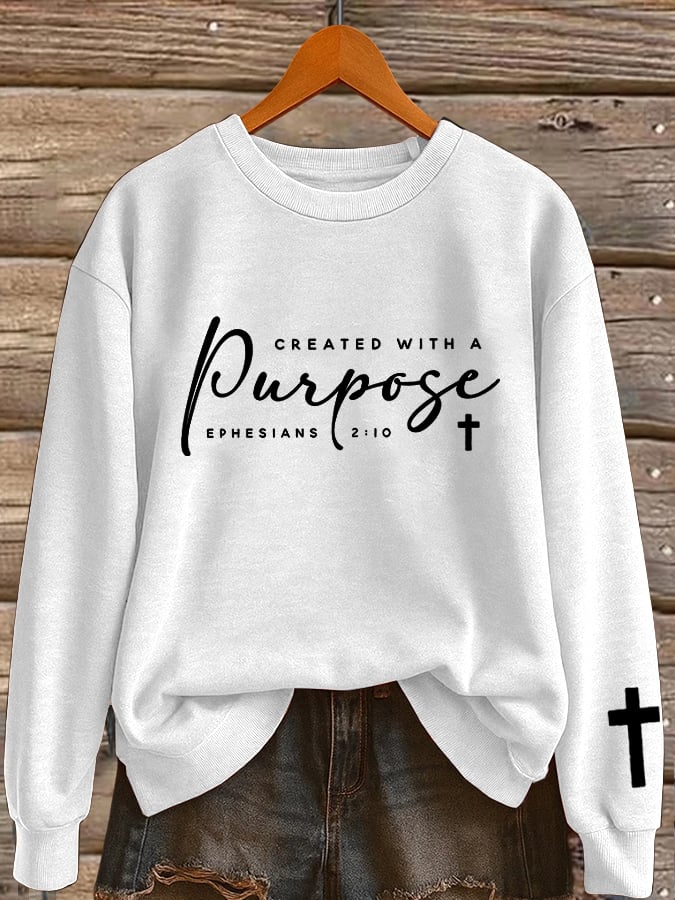 Women's Retro Created With A Purpose Print Sweatshirt