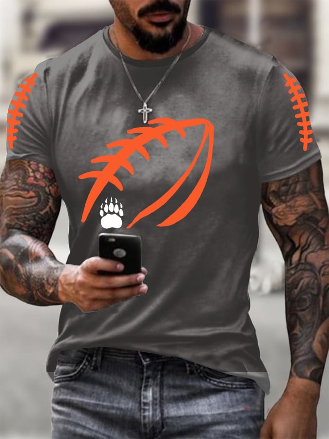 Men's Football Print Casual Raglan T-Shirt