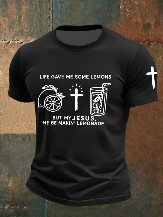 🔥Buy 3 Get 15% Off🔥Men's  Life Gave Me Some Lemons, But My Jesus Turned Them Into Lemonade Faith  Printed Shirt