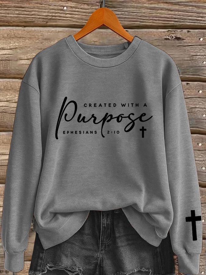Women's Retro Created With A Purpose Print Sweatshirt