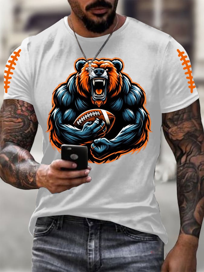 Men's Football Print Casual T-shirt
