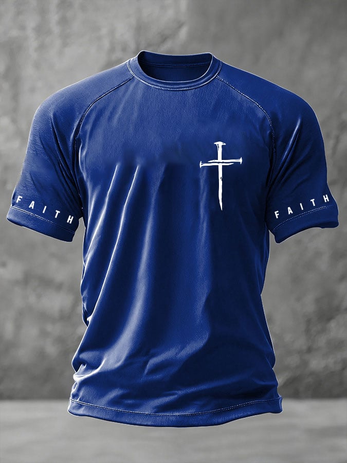 Men's Faith Cross Printed Casual T-Shirt