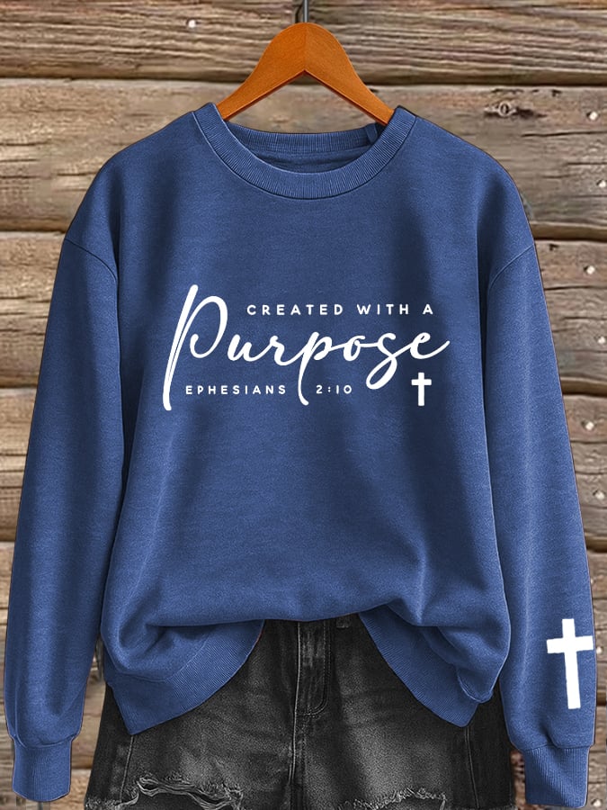 Women's Retro Created With A Purpose Print Sweatshirt