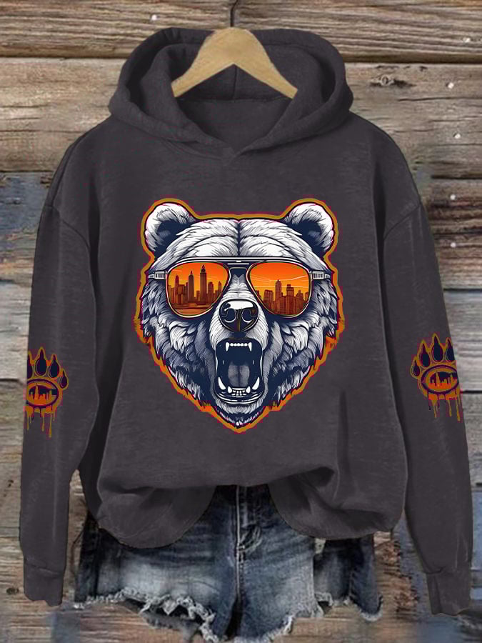 Women's Rugby Print Casual Hoodie