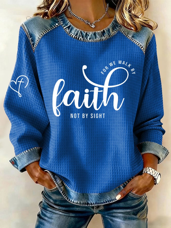 Women's Retro Faith Printed Sweatshirt