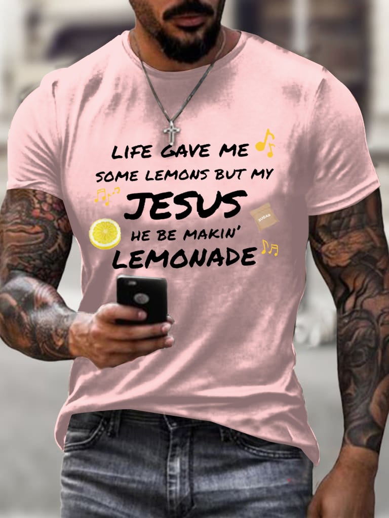 🔥Buy 3 Get 15% Off🔥Men's Life Gave Me Some Lemons, But My Jesus Turned Them Into Lemonade Faith Faith Printed  Shirt