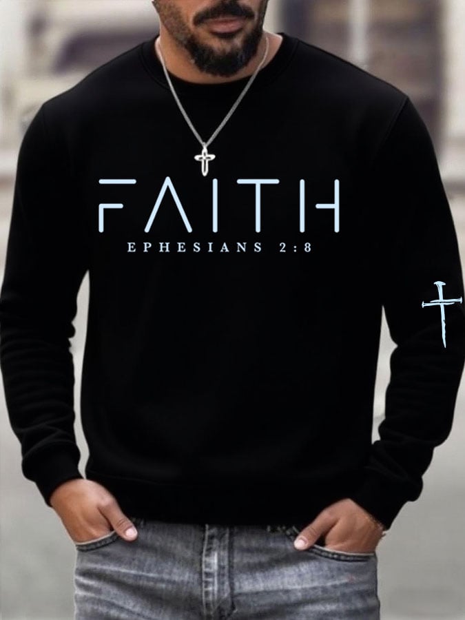 🔥Buy 3 Get 15% Off🔥Men'S Faith Cross Print Casual Sweatshirt