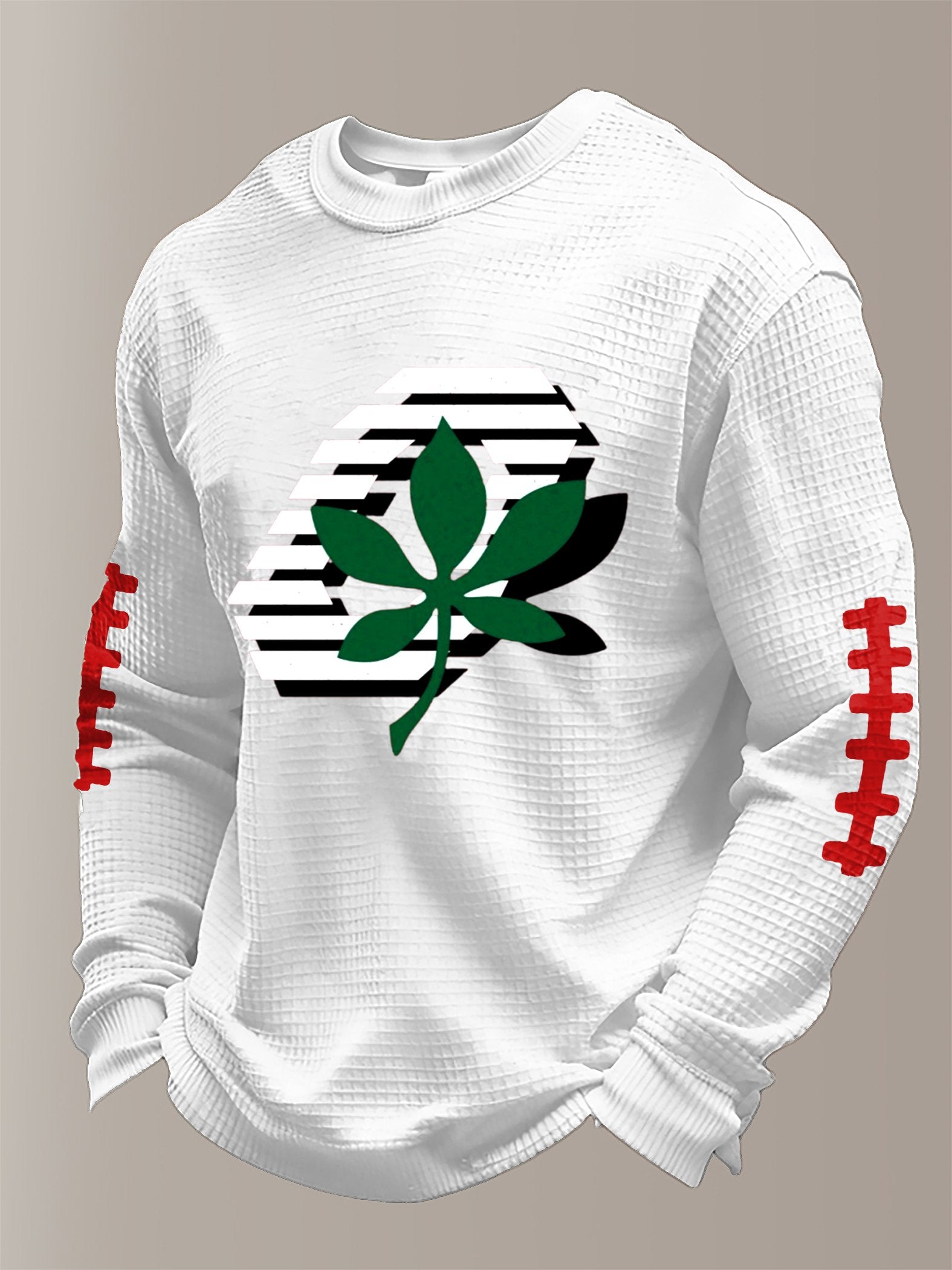 Men's hockey waffle fabric long-sleeved T-shirt