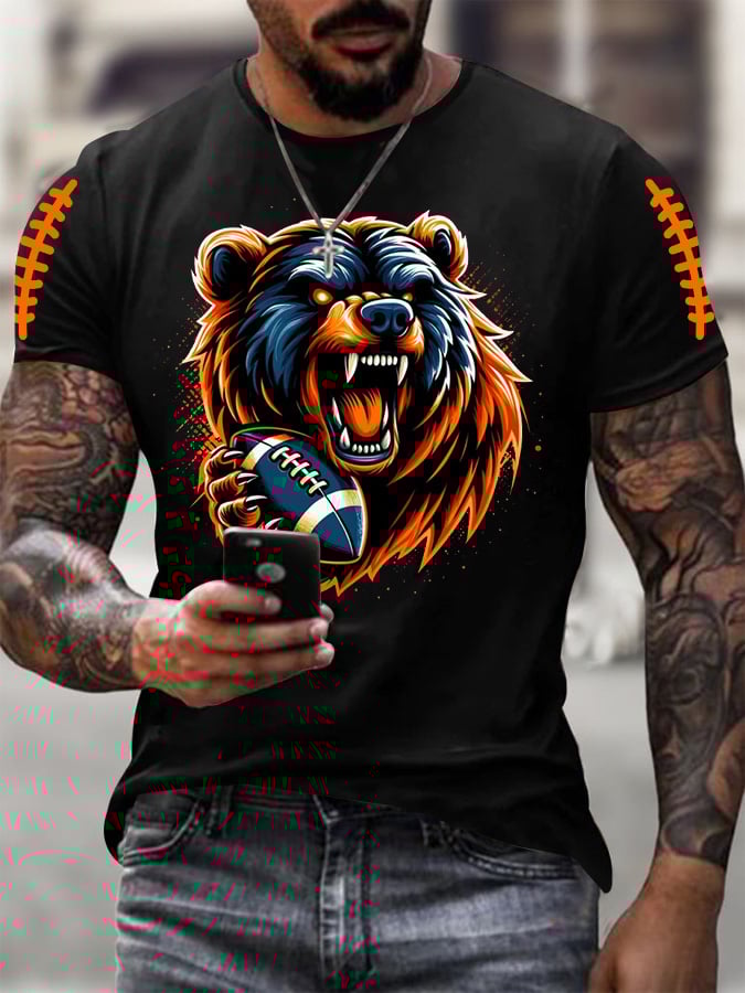 Men's Football Print Casual T-shirt