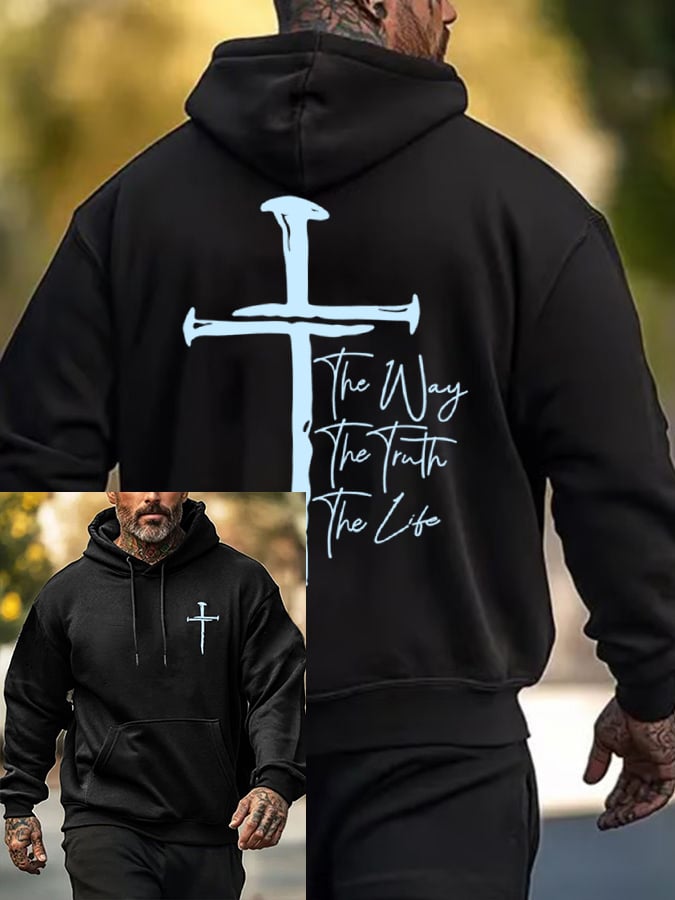 🔥Buy 3 Get 15% Off🔥Men's Jesus The Way The Truth The Life Printed Casual Hoodie