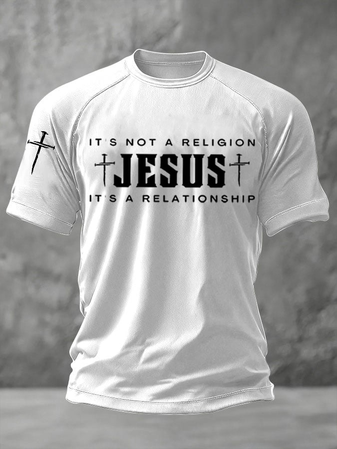 Men's Jesus Cross Print T-shirt