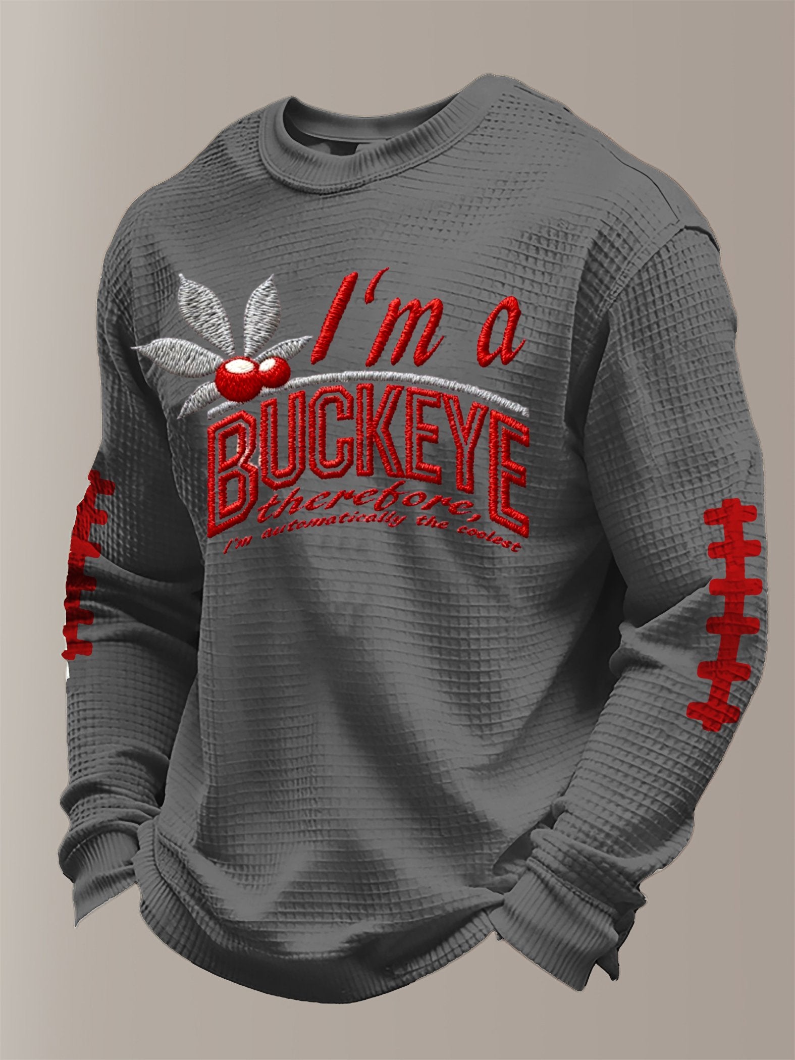 Men's Football waffle fabric long-sleeved T-shirt