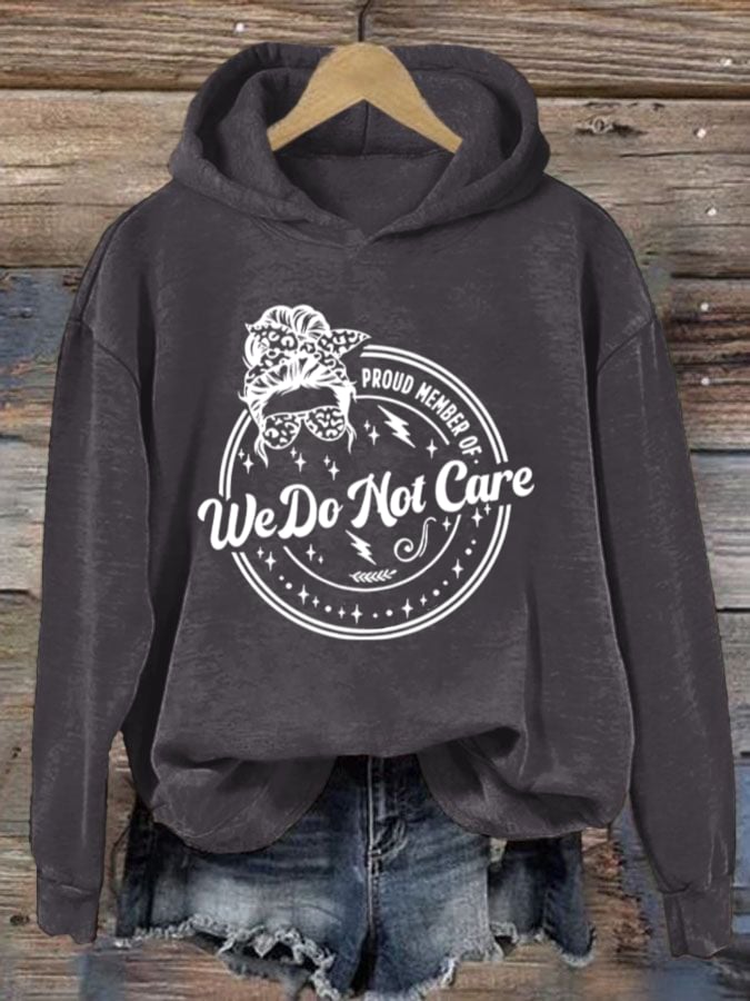 Women's  Retro Funny Proud Member Of Club We Do Not Care Menopause Perimenopause Print  Hoodie