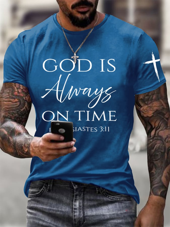 🔥Buy 3 Get 15% Off🔥Men's God Is Always On Time Printed Shirt