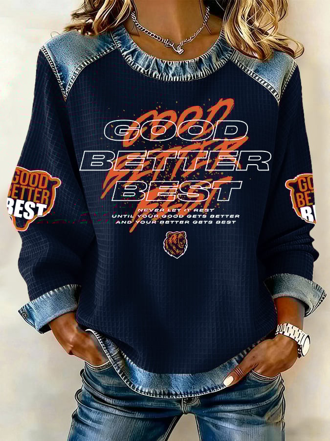 Retro Good Better Best Print Sweatshirt