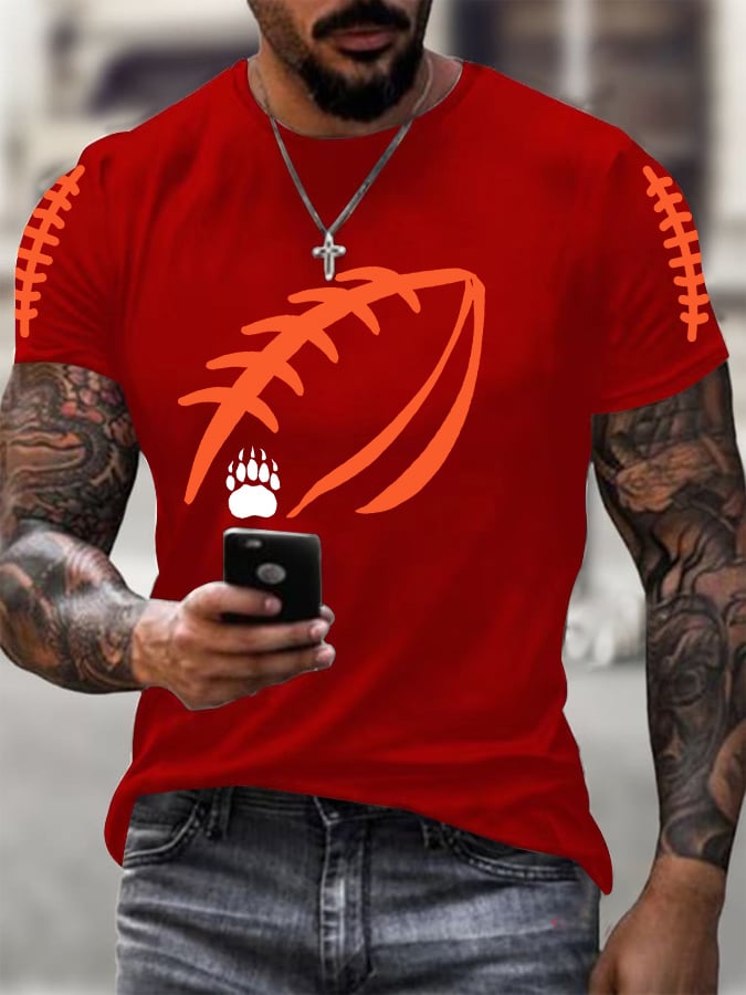 Men's Football Print Casual Raglan T-Shirt