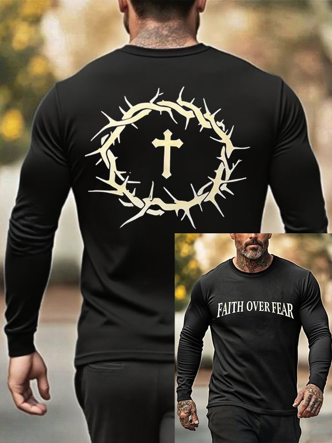 🔥Buy 3 Get 15% Off🔥Men's Faith Over Fear Printed Casual T-Shirt