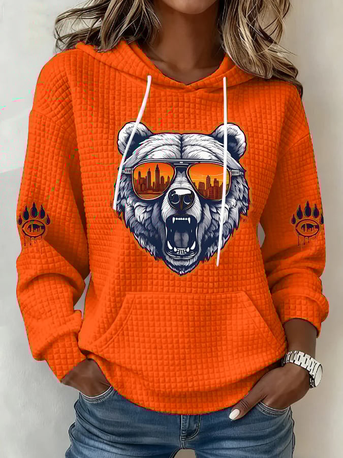 Women's Christmas Print Plaid Fabric Hooded Sweatshirt