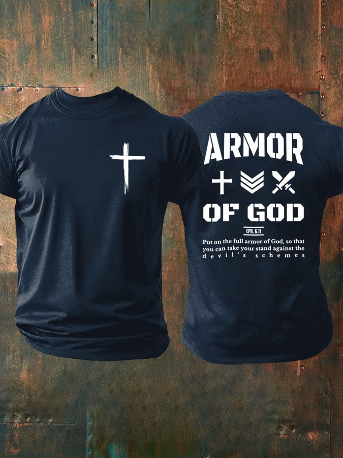 🔥Buy 3 Get 15% Off🔥Men's Christian Armor of God Front and back Design Casual T-Shirt