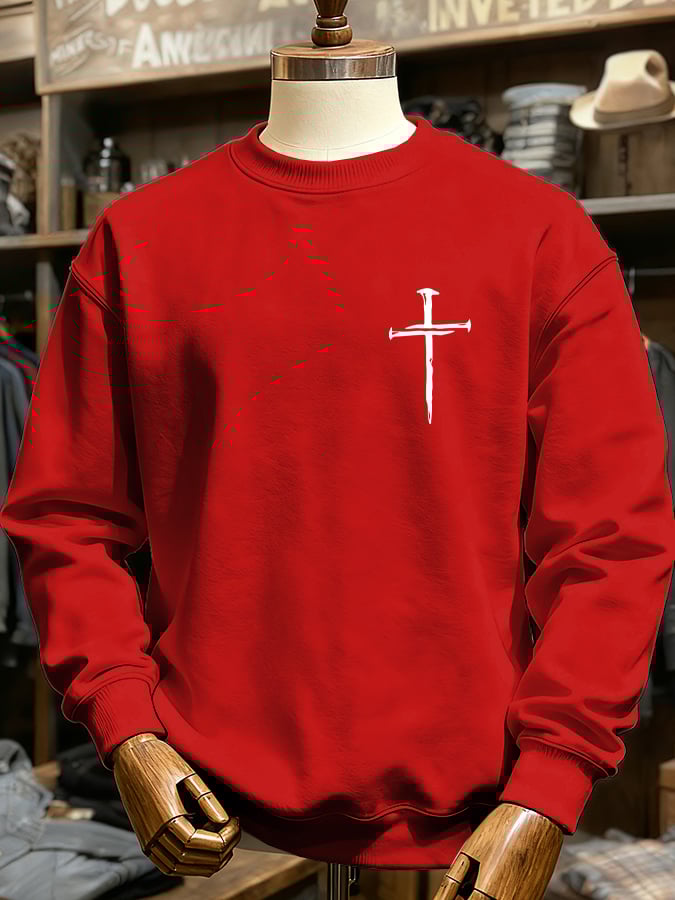 🔥Buy 3 Get 15% Off🔥Men's Vintage Faith Cross Print Casual Sweatshirt
