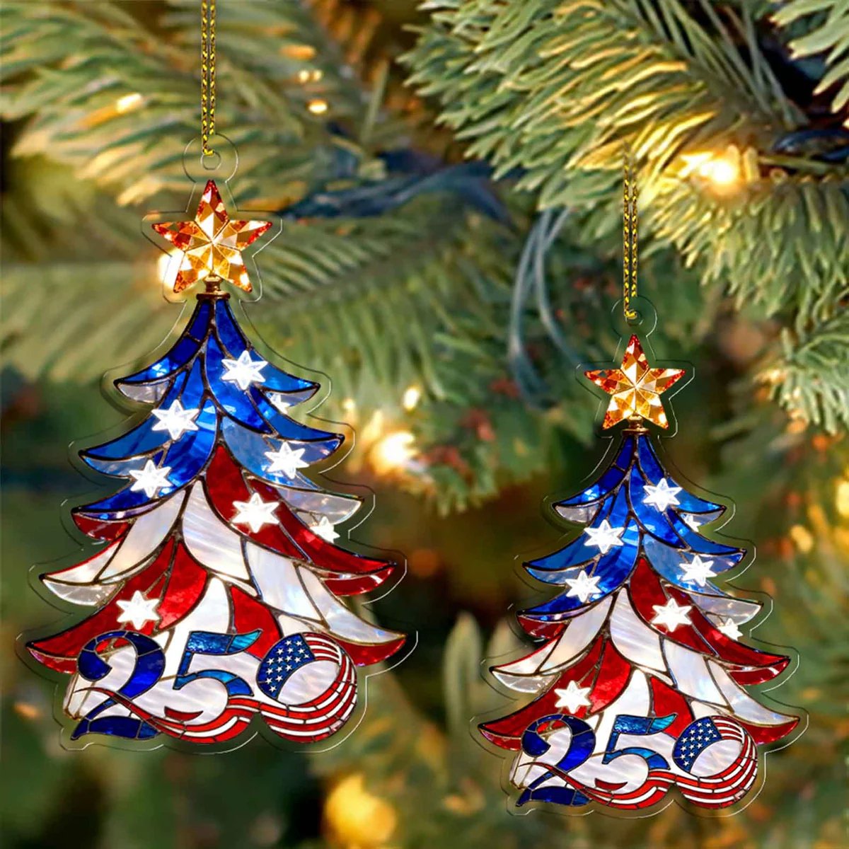 🎄Retro Patriotic Christmas 1776–2026 250th Anniversary Christmas Tree Ornament