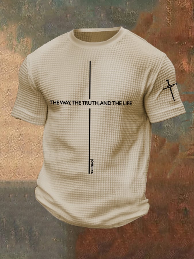 🔥Buy 3 Get 15% Off🔥Men's Jesus The Way The Truth The Life Print Casual Waffle T-Shirt