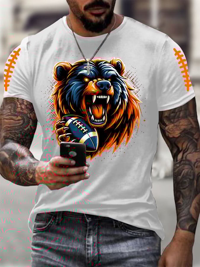 Men's Football Print Casual T-shirt