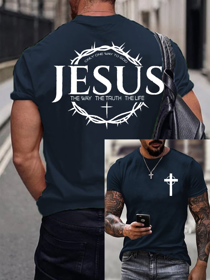 🔥Buy 3 Get 15% Off🔥Men's Jesus The Way The Truth The Life Printed Casual T-shirt