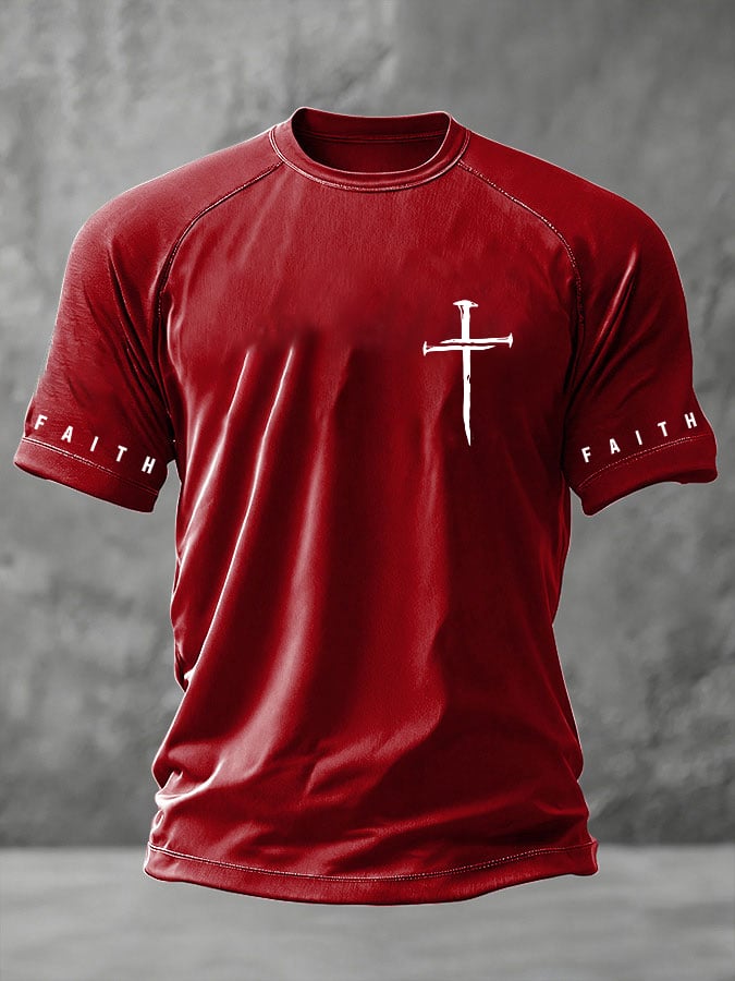 Men's Faith Cross Printed Casual T-Shirt