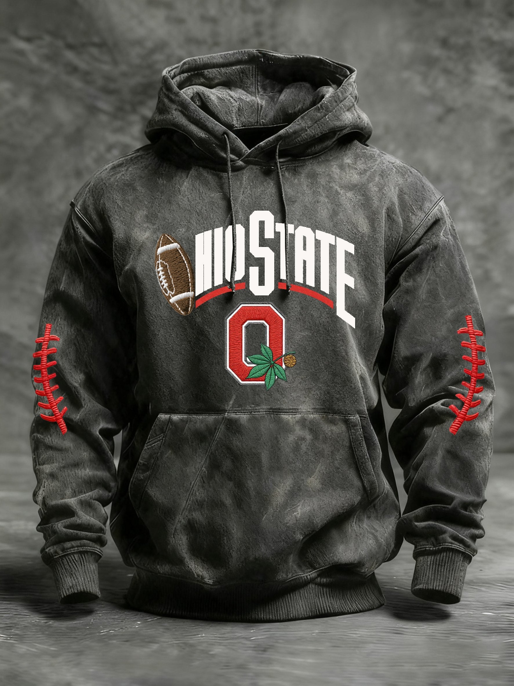 Men's Casual Football Print Hooded Sweatshirt