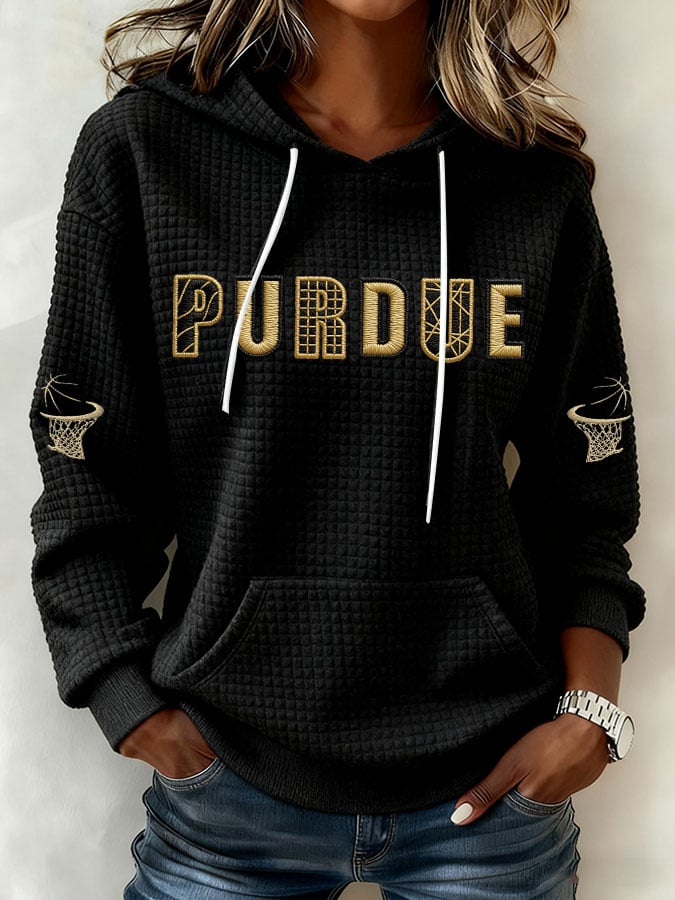 Women's Basketball Print Waffle Fabric Hoodie