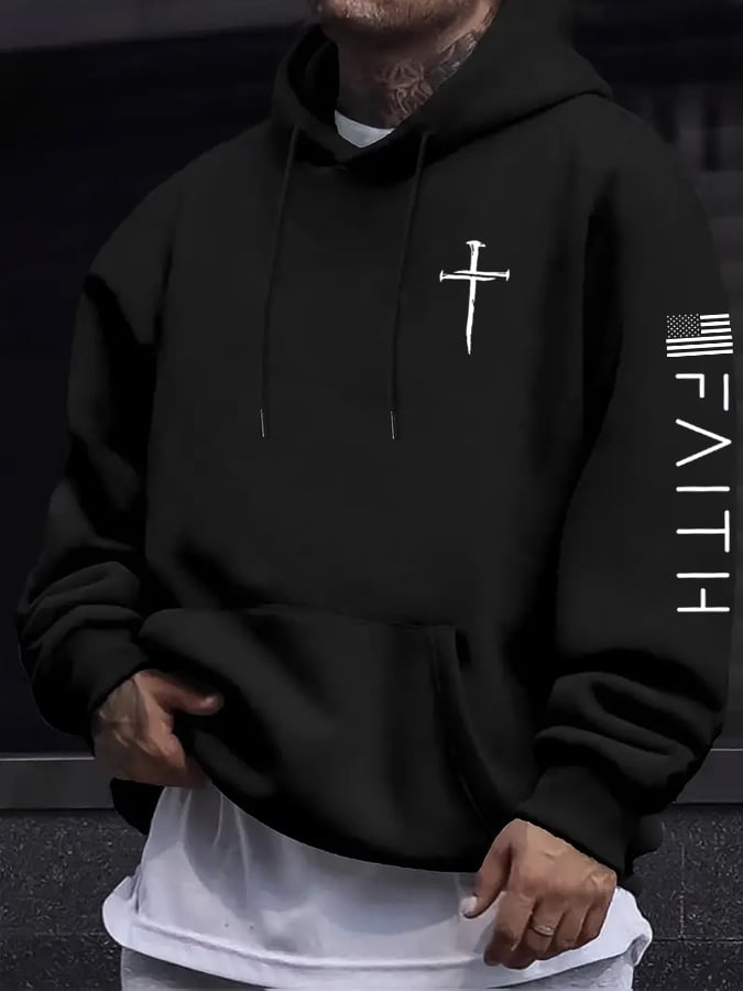 🔥Buy 3 Get 15% Off🔥Men's Faith Cross Print Hoodie