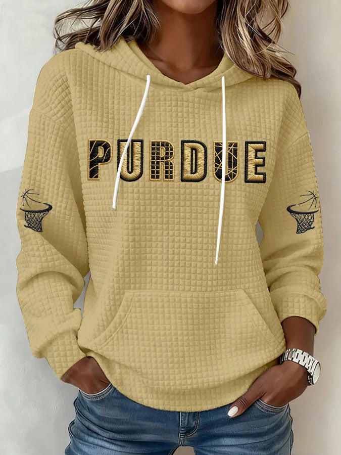 Women's Basketball Print Waffle Fabric Hoodie