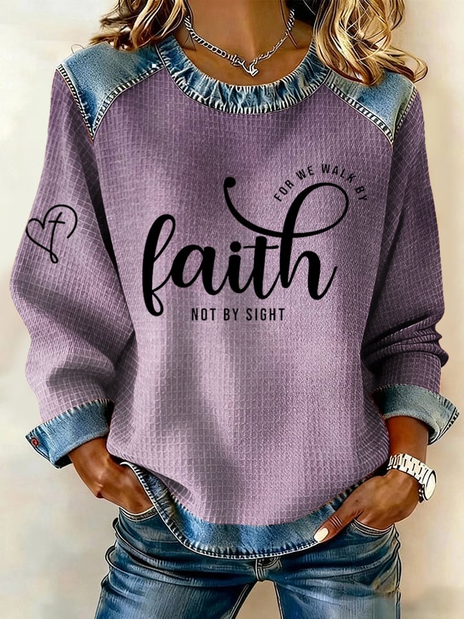Women's Retro Faith Printed Sweatshirt