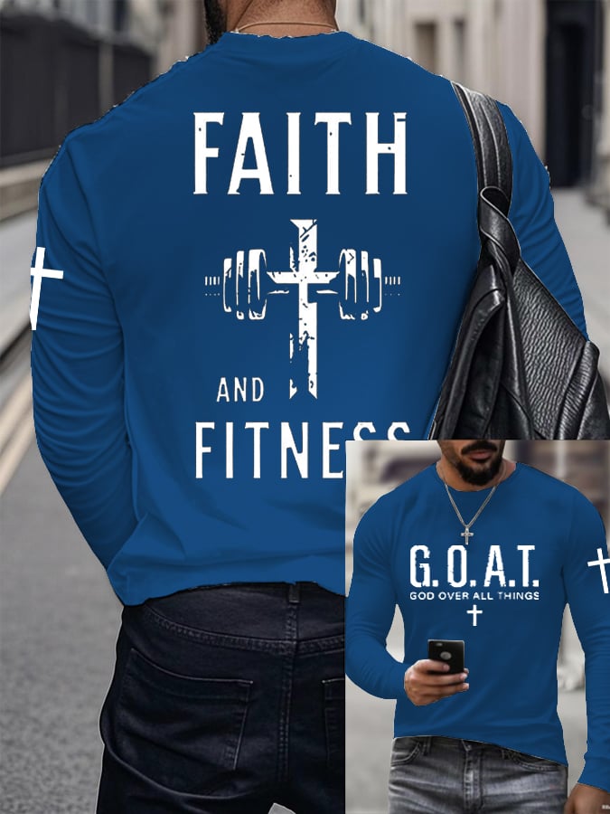 🔥Buy 3 Get 15% Off🔥Men's Raven's Gym Faith  Printed Long Sleeve Top