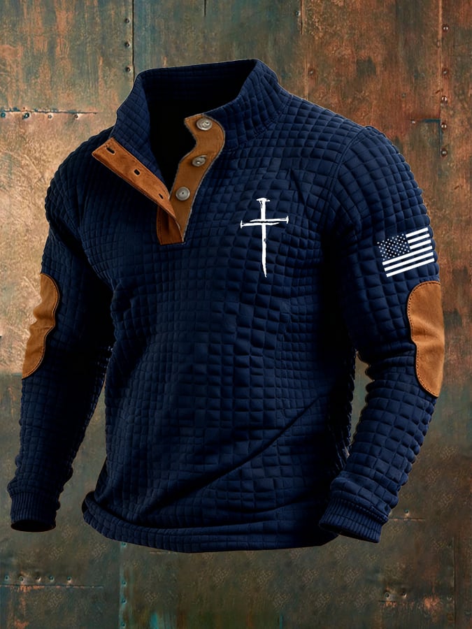 Men's Casual Faith Checkered Jacquard Sweatshirt