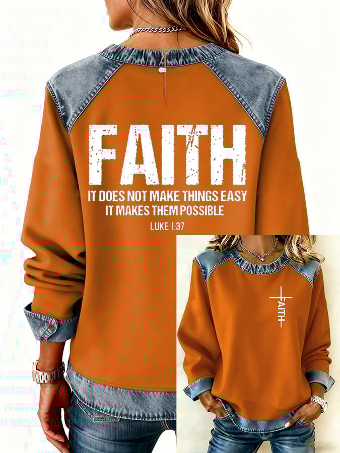 Women's Casual Faith Print Sweatshirt