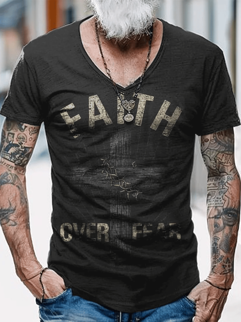 🔥Buy 3 Get 15% Off🔥Men's Faith Over Fear Printed Shirt